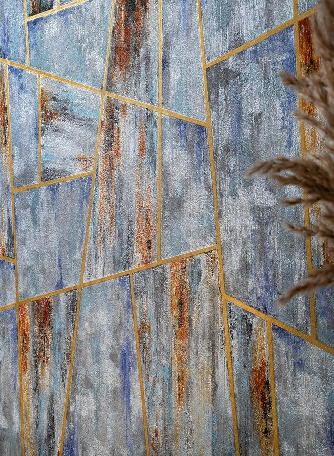 وولبين ورق جدران وولبين غير منسوج وغير لاصق (53 × 950 سم) (رمادي) | ورق جدران هندسي مزخرف بخطوط ذهبية لامعة | غطاء جداري رمادي مزخرف (54.18 قدم مربع) - Image 4